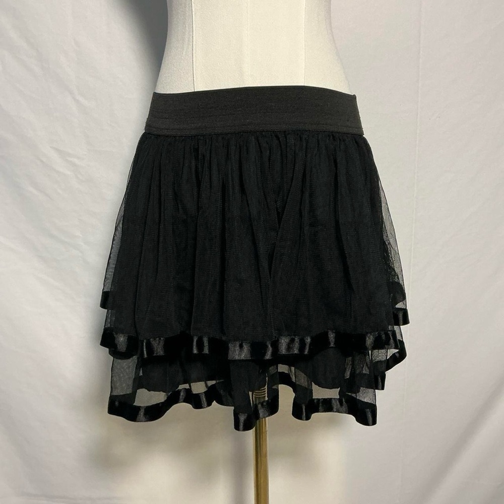 Twenty One black mesh lined mini skirt size small fairy whimsigoth dark